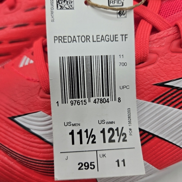 New adidas Predator League Turf Lucid Red Men\'s Soccer Cleats Size 11.5 main image 8